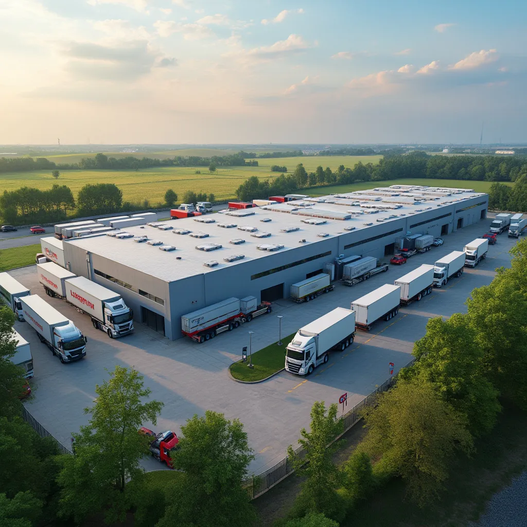 Panoramiczne ujęcie nowoczesnego centrum logistycznego Euglenoids